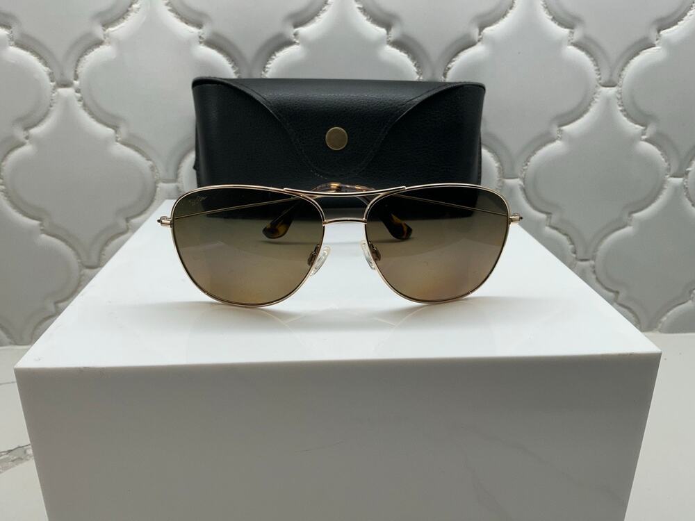 Maui Jim Polarized Aviator Sunglasses – Gold with HCL Bronze Lenses & Case